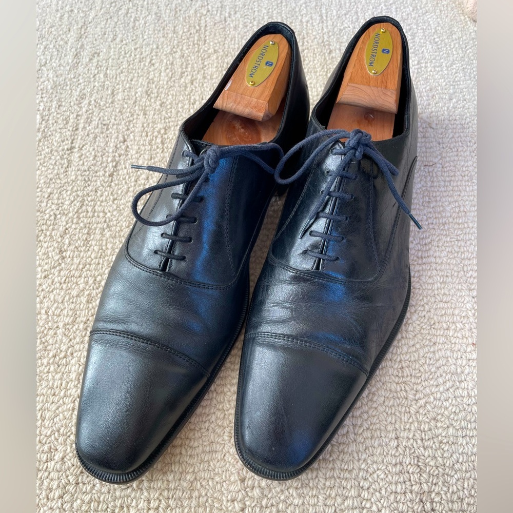 Men’s Leather Broletto Black Dress Shoes - Size 10.5
